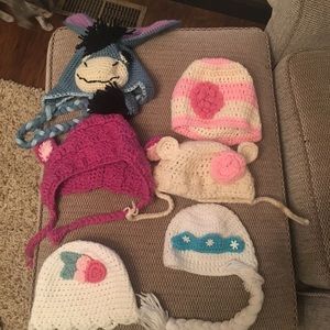Lot of handmade hats for a toddler